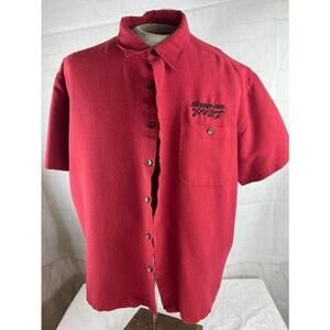 Snap On Tools Mens Big and Tall XXL Button Up Shirt Dark Red Short Sleeve EUC